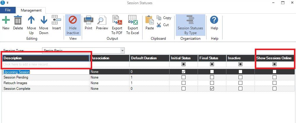 How do I setup the InspiredByYou Control Center if my Session Statuses are by Session Type? in Stratus - screenshot 2